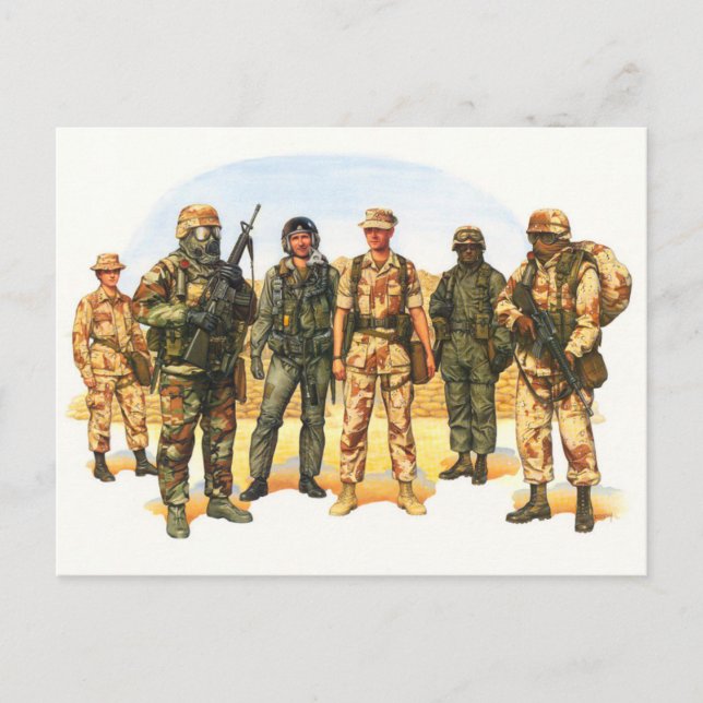 Uniforms of the U.S. Military in the Middle East Postcard (Front)