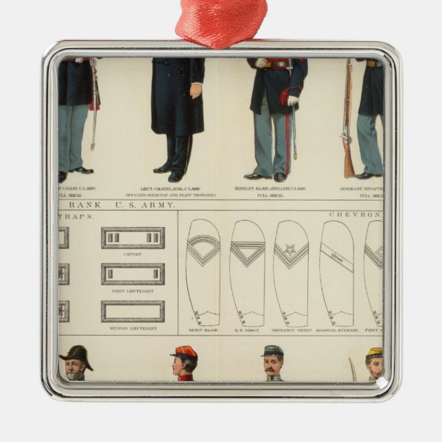 Uniforms, US, CS armies Metal Tree Decoration (Front)