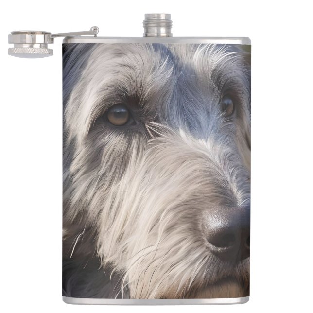 "Unimpressed Majesty: The Wolfhounds' Stoic Gaze" Hip Flask (Opened)
