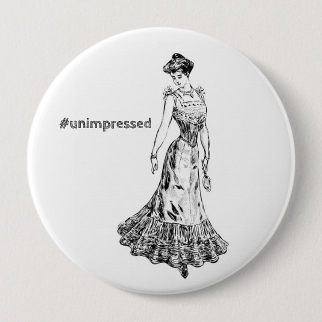 Unimpressed Vintage Lady 10 Cm Round Badge (Front)