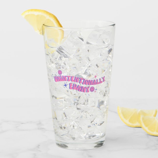 Unintentionally Funny Pink Retro Groovy Text Glass (Front Ice)