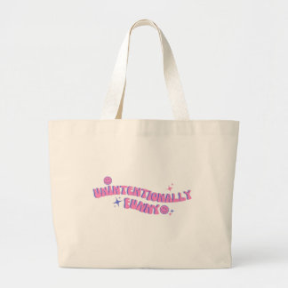 Unintentionally Funny Pink Retro Groovy Text Large Tote Bag
