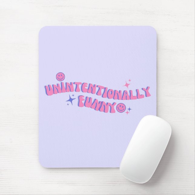 Unintentionally Funny Pink Retro Groovy Text Mouse Mat (With Mouse)