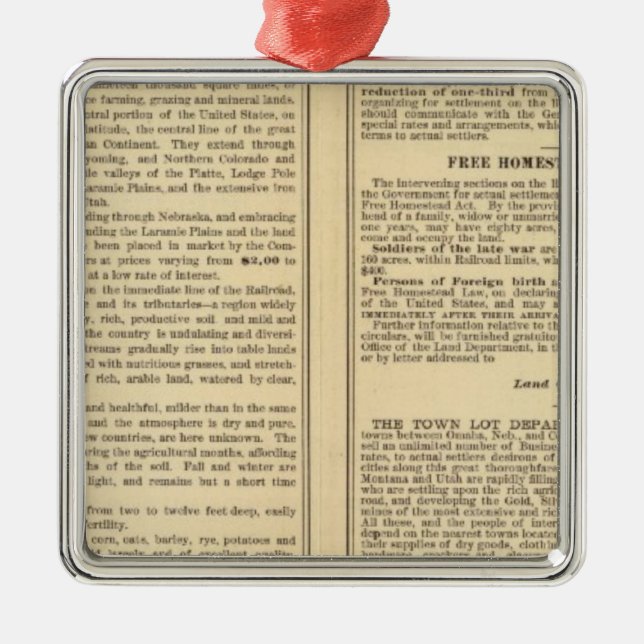 Union and Central Pacific Railroad Lines Metal Tree Decoration (Front)