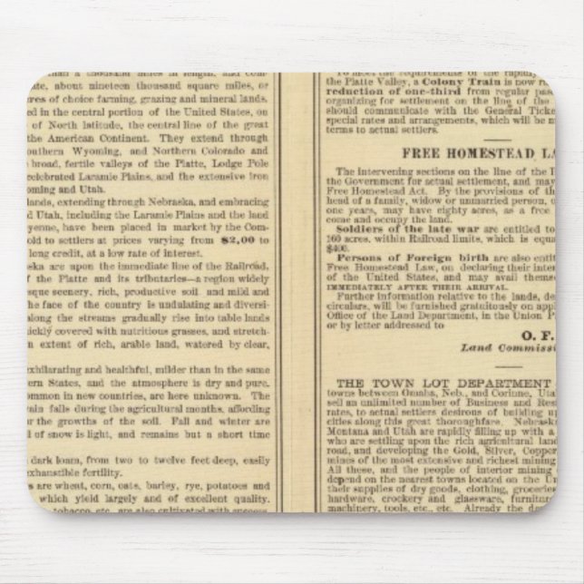 Union and Central Pacific Railroad Lines Mouse Mat (Front)