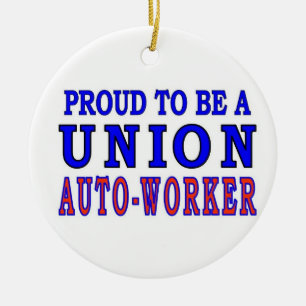 UNION AUTO- WORKER CERAMIC TREE DECORATION