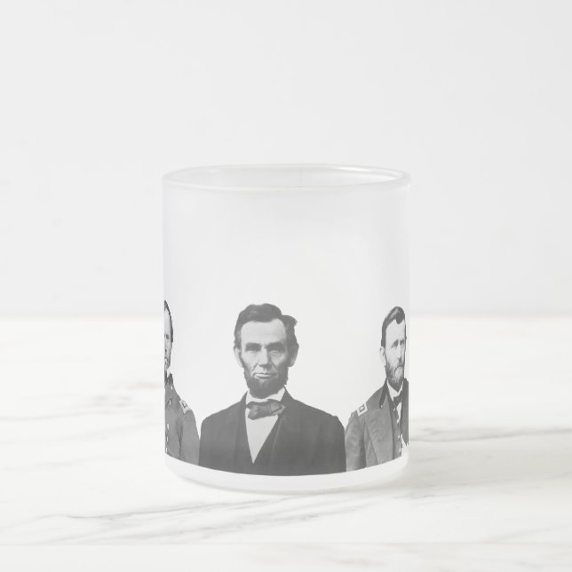 Union Civil War Heroes Frosted Glass Coffee Mug (Center)