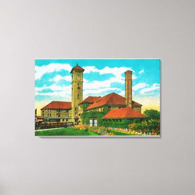 Union Depot Railroad Station in Portland, Canvas Print (Front)