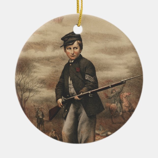 Union Drummer Boy John Clem at Point Lookout Ceramic Tree Decoration (Front)