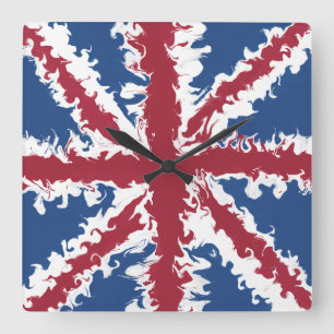 Union Flag Art GMT Timepiece Square Wall Clock