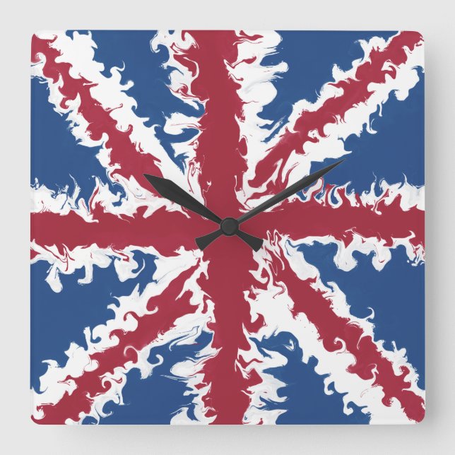 Union Flag Art GMT Timepiece  Square Wall Clock (Front)