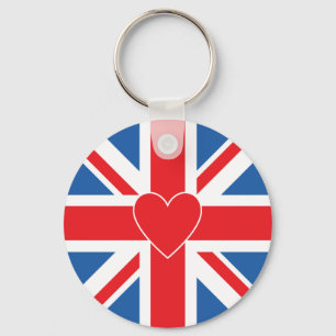 Union Flag/Jack Design & Heart Key Ring