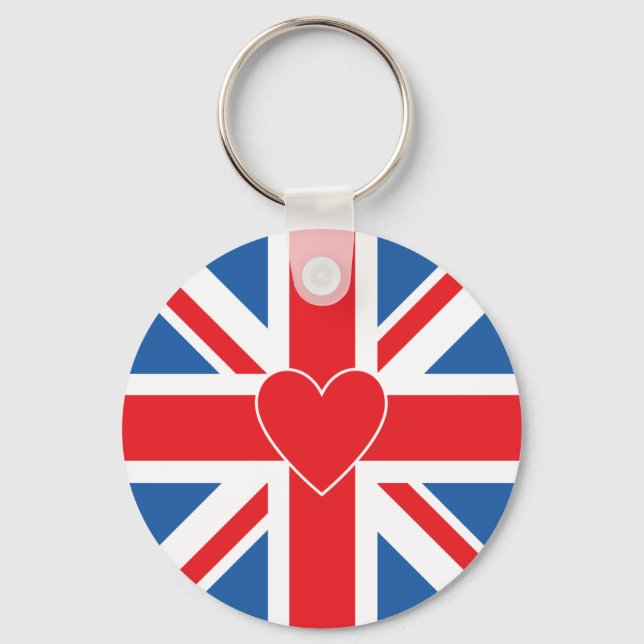 Union Flag/Jack Design & Heart Key Ring (Front)