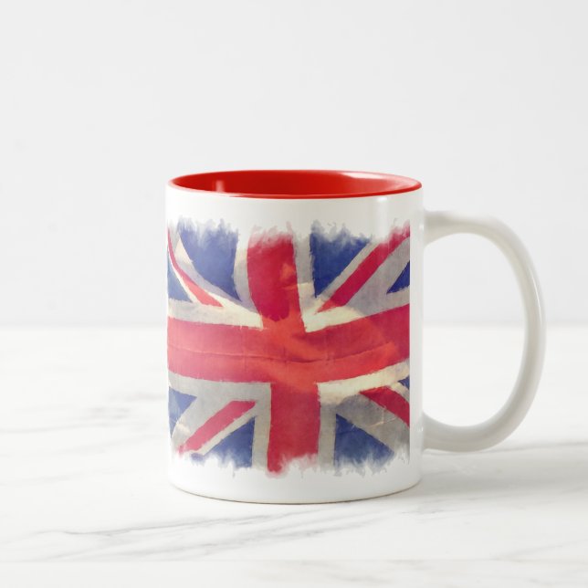 Union Flag or Union Jack British Patriot Two-Tone Coffee Mug (Right)