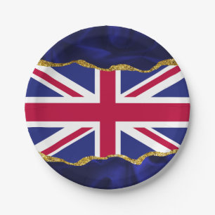 Union Flag Party Picnic Plates, Red White, Navy UK Paper Plate