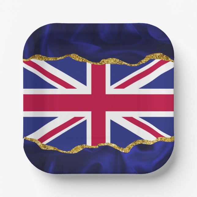 Union Flag Party Picnic Plates, Red White, Navy UK Paper Plate (Front)