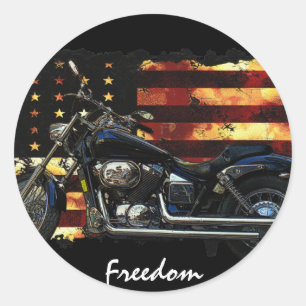 Union Flag, Stars and Stripes, Motorcycle Classic Round Sticker