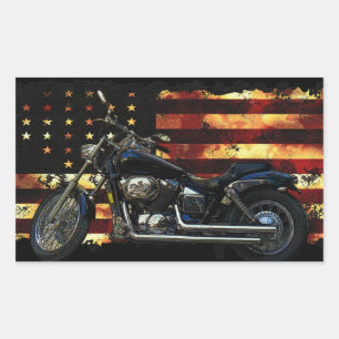 Union Flag, Stars and Stripes, Motorcycle Rectangular Sticker