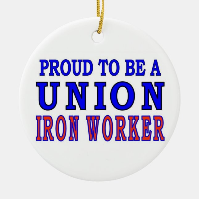 UNION IRON WORKER CERAMIC TREE DECORATION (Front)