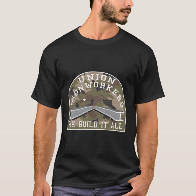 Union Ironworker Camouflage Graphic Laborer T-Shirt (Front)