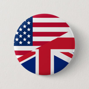 Union Jack American Flag Pattern Stars Stripes 6 Cm Round Badge