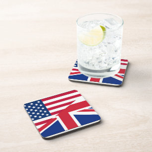 Union Jack American Flag Pattern Stars Stripes Coaster