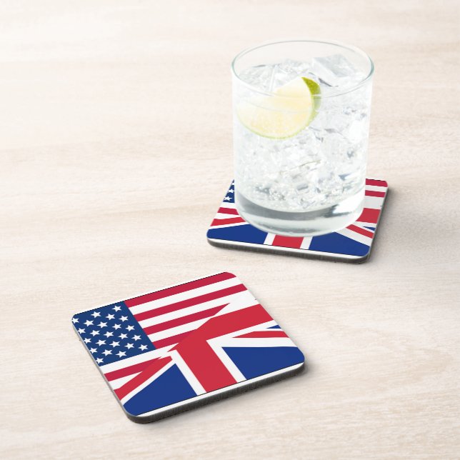 Union Jack American Flag Pattern Stars Stripes Coaster (Right Side)