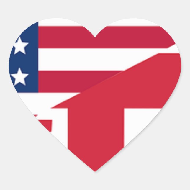 Union Jack American Flag Pattern Stars Stripes Heart Sticker (Front)