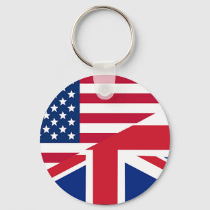 Union Jack American Flag Pattern Stars Stripes Key Ring