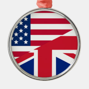 Union Jack American Flag Pattern Stars Stripes Metal Tree Decoration