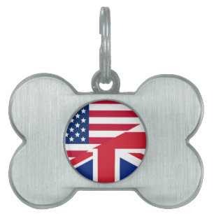 Union Jack American Flag Pattern Stars Stripes Pet Tag