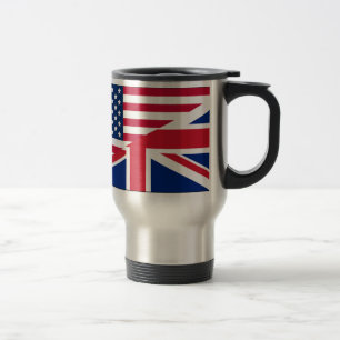 Union Jack American Flag Pattern Stars Stripes Travel Mug