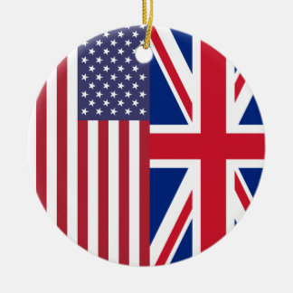 Union Jack And United States of America Flags Ceramic Tree Decoration