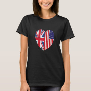 Union Jack and Unites States of America Flag Retro T-Shirt