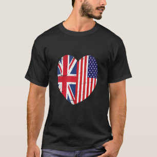 Union Jack and Unites States of America Flag Retro T-Shirt