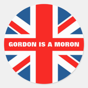 Union Jack anti Gordon Brown Classic Round Sticker