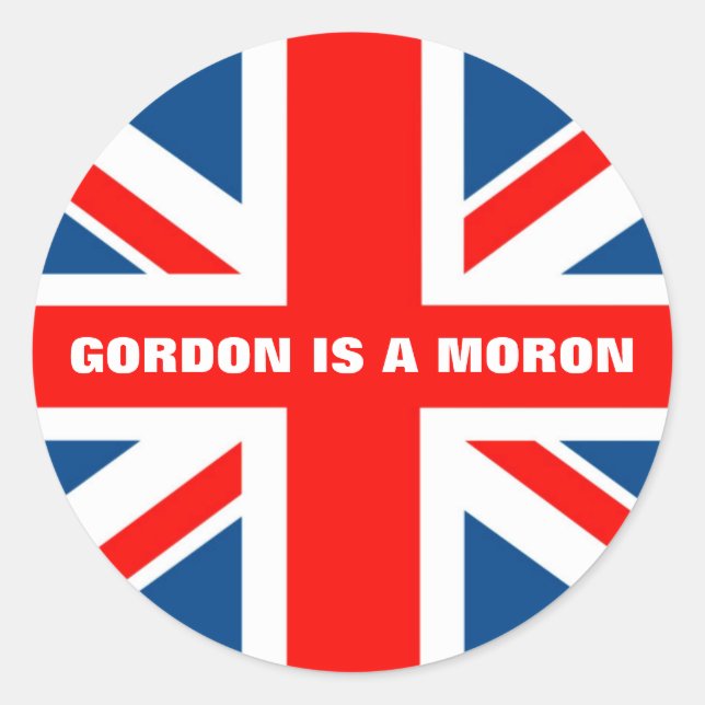 Union Jack anti Gordon Brown Classic Round Sticker (Front)