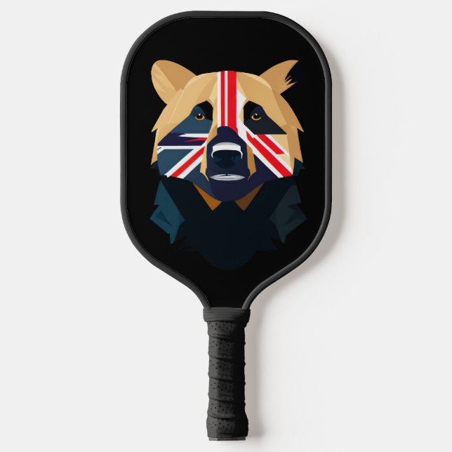 Union Jack Bear Pickleball Paddle (Front)