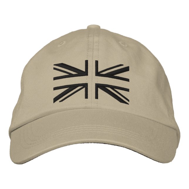 Union Jack ~ Black Modern Embroidered Hat (Front)