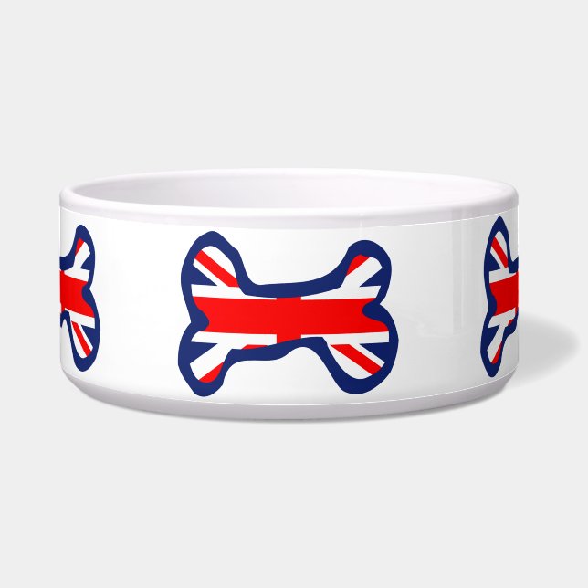 Union Jack Bone Pet Bowl (Front)
