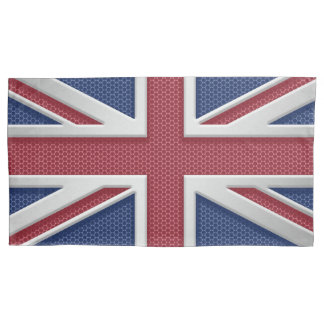 Union Jack British Flag Brushed Metal Look Pillowcase