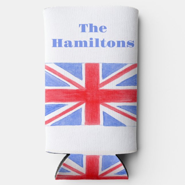 Union Jack British Flag Great Britain Seltzer Can Cooler (Front)