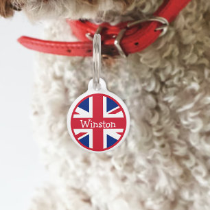 Union Jack British Flag UK ID Name Pet Tag
