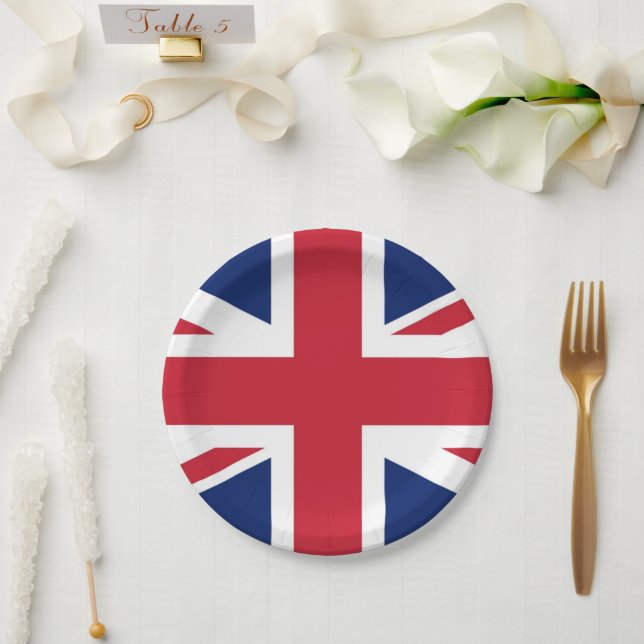 Union Jack British Flag UK Paper Plate (Wedding)