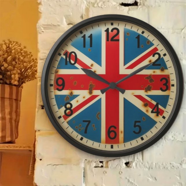 Union Jack British flag UK themed patriotic Large Clock (Creator Uploaded)