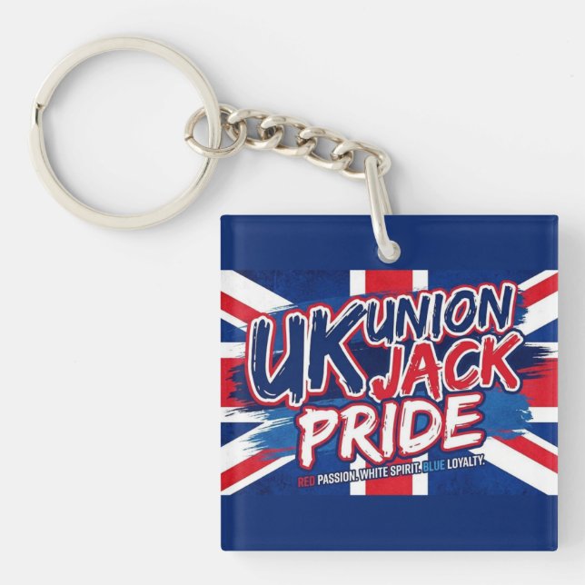 Union Jack British Flag Vintage Personalized Key Ring (Front)