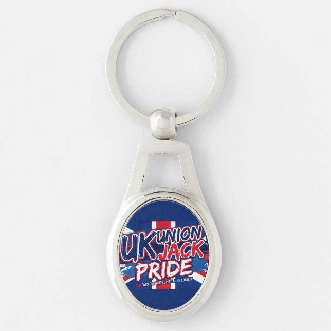 Union Jack British Flag Vintage Personalized Key Ring (Front)