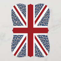 Union Jack British Flag with Blue Cheetah Print