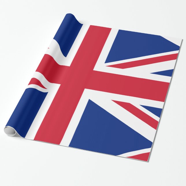 Union Jack British Flag Wrapping Paper (Unrolled)