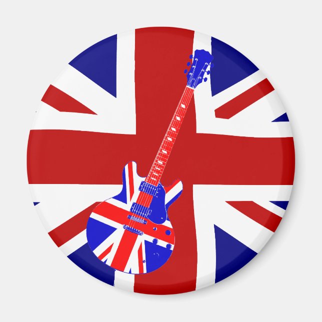Union Jack British Guitar Art 2 Magnet (Front)